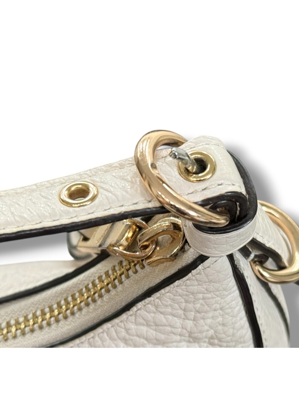 Coach Kleo Hobo C6807 Ivory Pebbled Leather Shoulder Bag Gold Hardware Hangtag - Picture 6 of 12